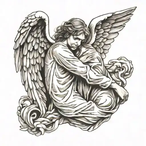 Angel Male Hugs A Woman