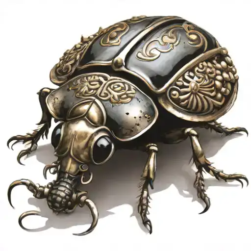 Beetle With Onimask Carapace And Buddha Body