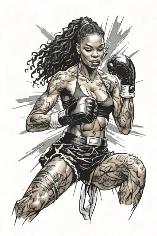 Black Woman Boxing Wraps Sexy Woman
