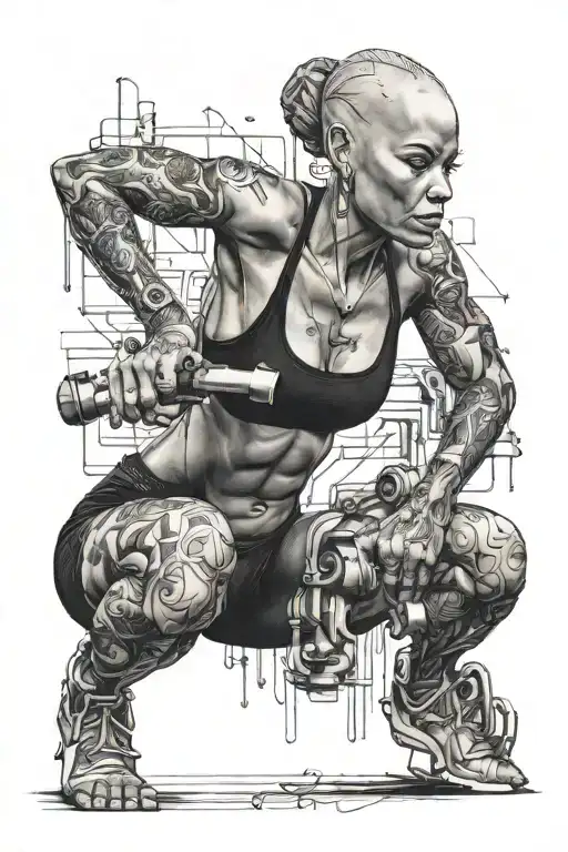 Sexy Black Woman No Hair Working Out