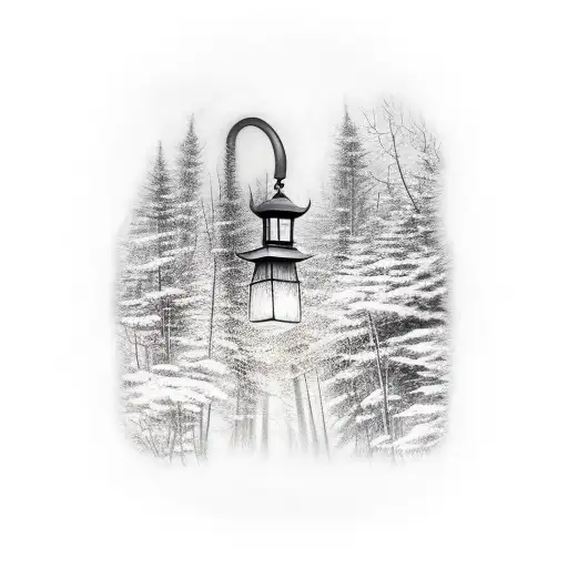 Lantern Shining Through Forest