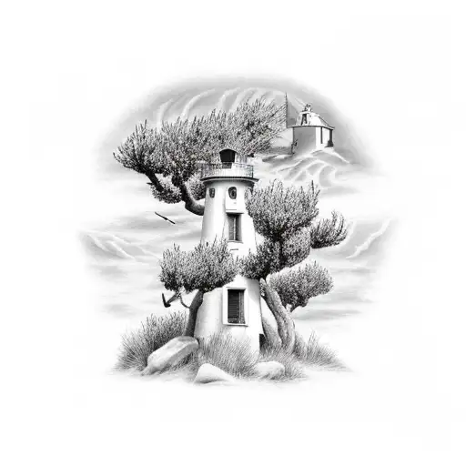 Lighthouse In A Olive Trees Land