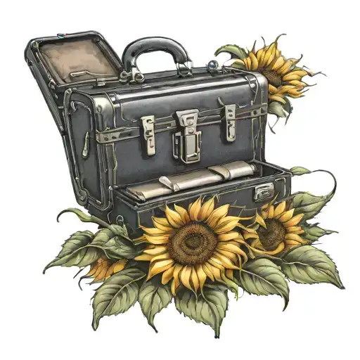 A Realistic Sunflower Growing Out Of A Loan Officer's Briefcase