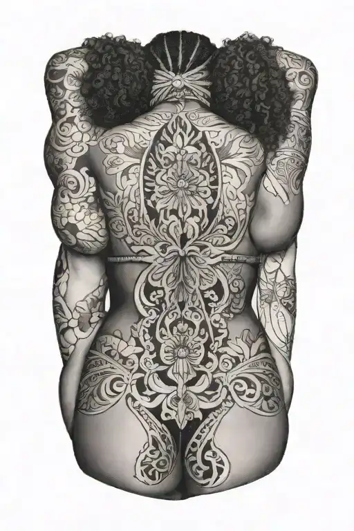 Black Woman Bikini Back Facing Forward Facing Female