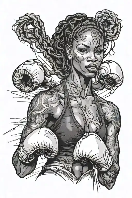 Black Woman Boxing Wraps Sexy Woman