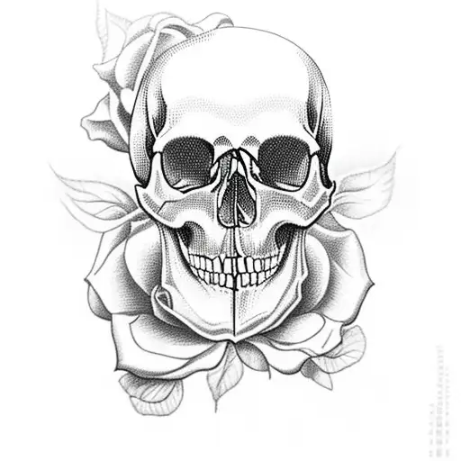 Skull With Roses At The Top