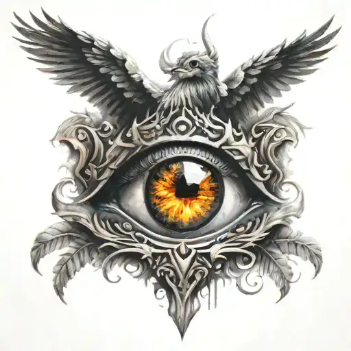 Illuminati Eye With Phoenix Rising From The Ashes