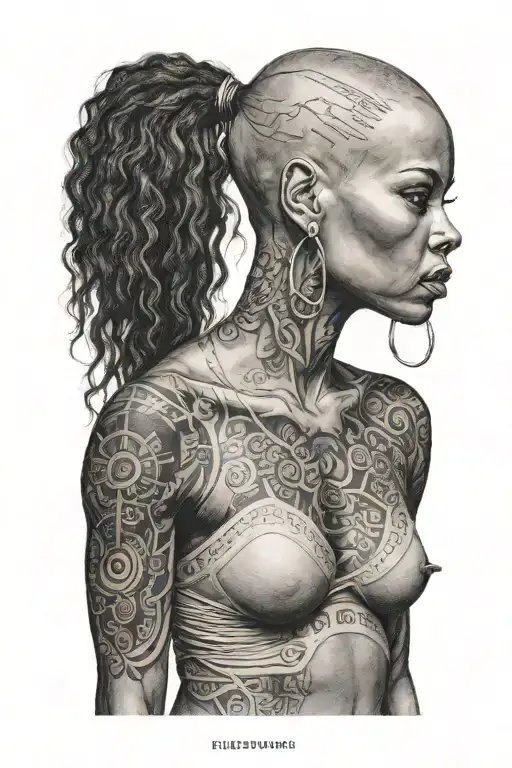 Sexy Beautiful Black Woman No Hair Working Out