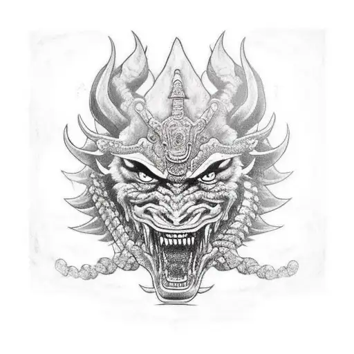 Hands Together Praying Samurai In Dragon Armour