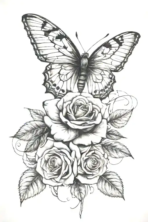 Rose Down Centre Of Arm And Animal Just Above