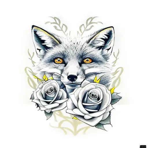 Fox And Yellow Roses