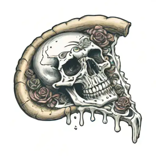 A Pizza Slice With A Calavera Skull As The Toppings