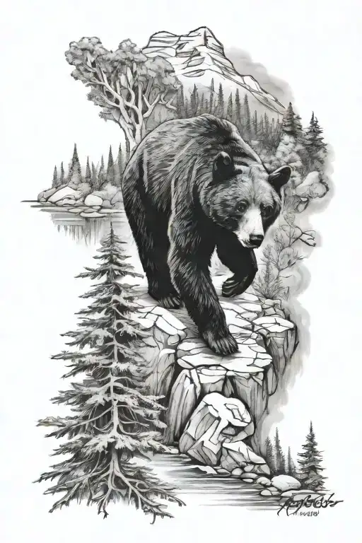 Black Bear Calming Mountain Forest