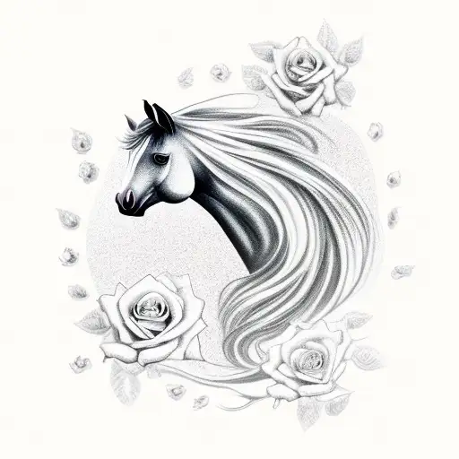 Horse Surrounded With Roses