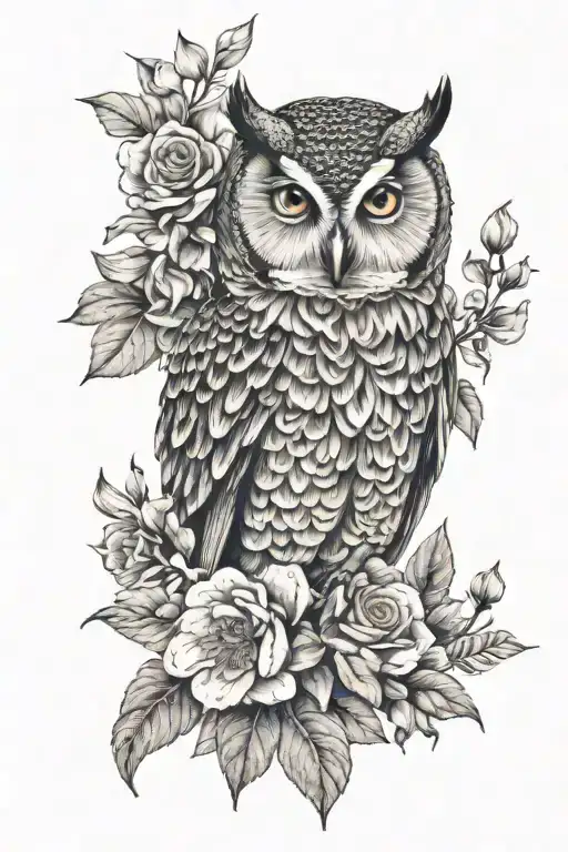 Owl And Flowers