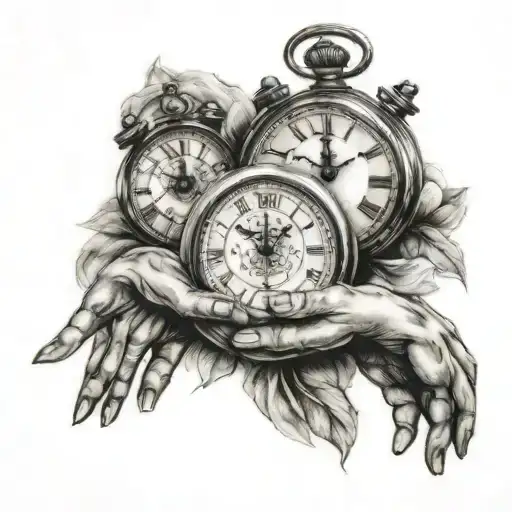 Clock Family Holding Hands