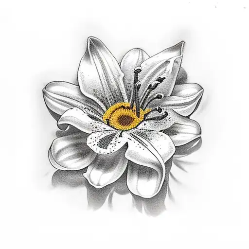A Tattoo With Two Lily Flowers And 5 Daisies