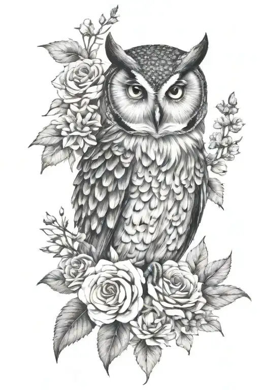 Owl And Flowers