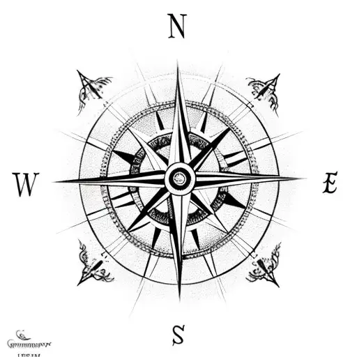 Compass With Roses Surounding