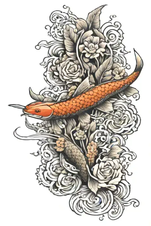Koi Fish With World War 2 Scene Inspired