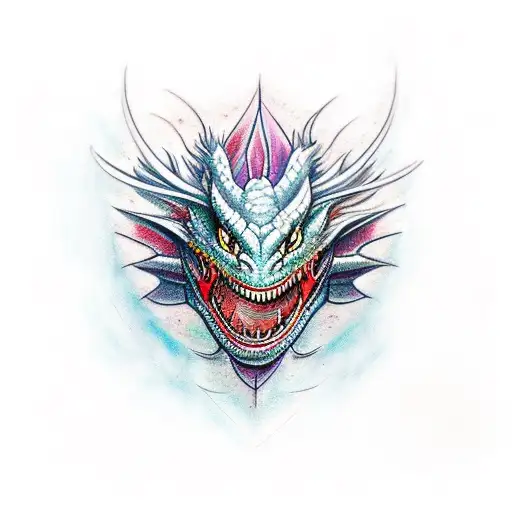 Dragon Face With Color