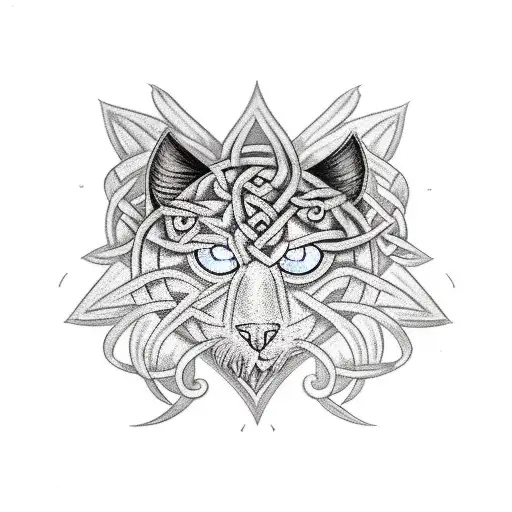 Raven And Black Cat With Celtic Design