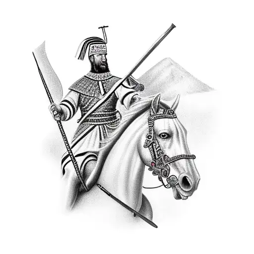 Skanderbeg On His Horse With The Albanian Flag