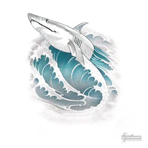 Ocean Wave With Shark Coming At You In The Wave