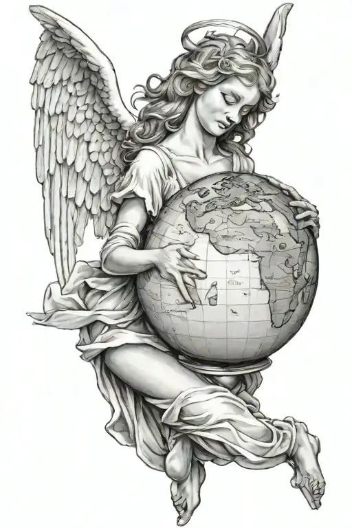 Female Angel Holding Up Globe Symbolizing The Client's Love