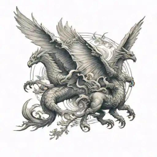 Phoenix And Dragon And Archer Riding