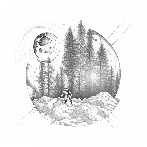 An Astronaut Planting Trees On Distant Planets