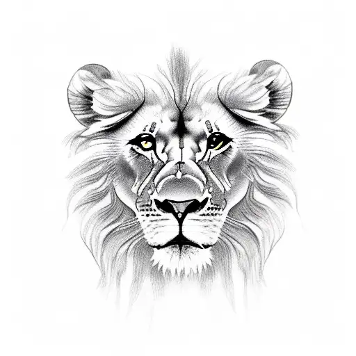 A Lion Cub Playfully Resting On A Cross