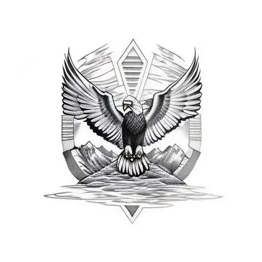 Mountan At The Background And An Eagle