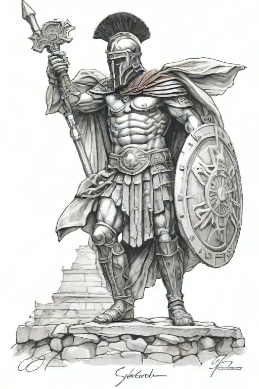 Roman Spartan Standing Over The Colesium