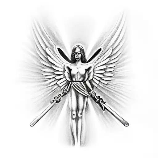 Christian Cross With Guardian Angel