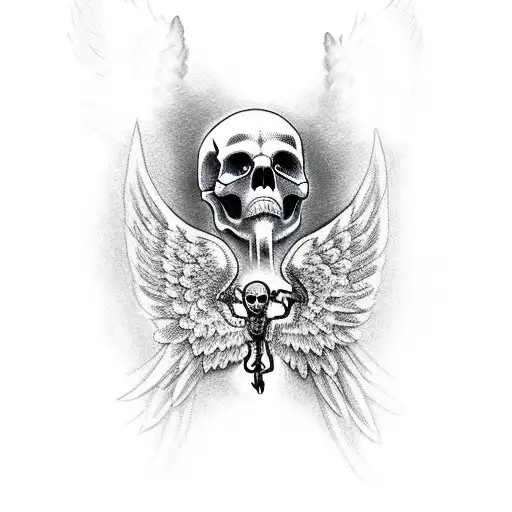 Skull With Angel Of Death