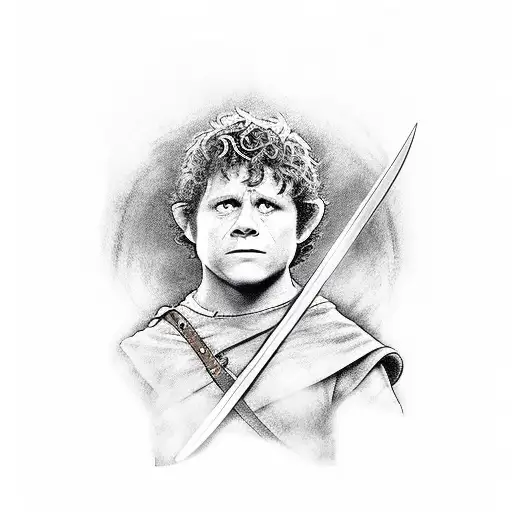 Samwise Gamgee From Lotr Golding His Sword