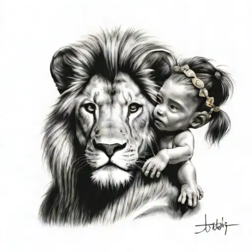 Lion King And Queen And Childrens