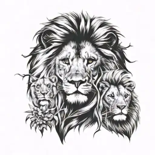 Family Tree And Lion Head