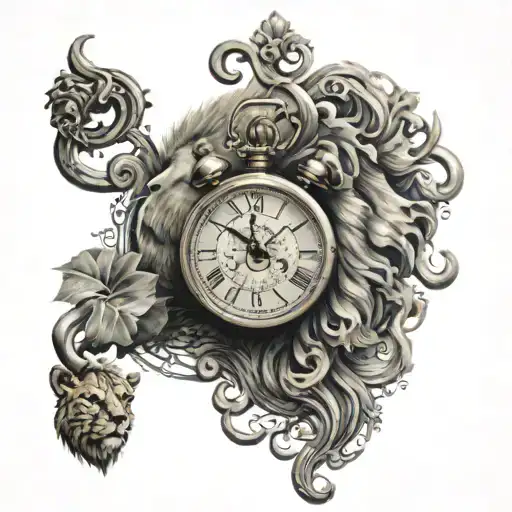 Clock And Lion Head