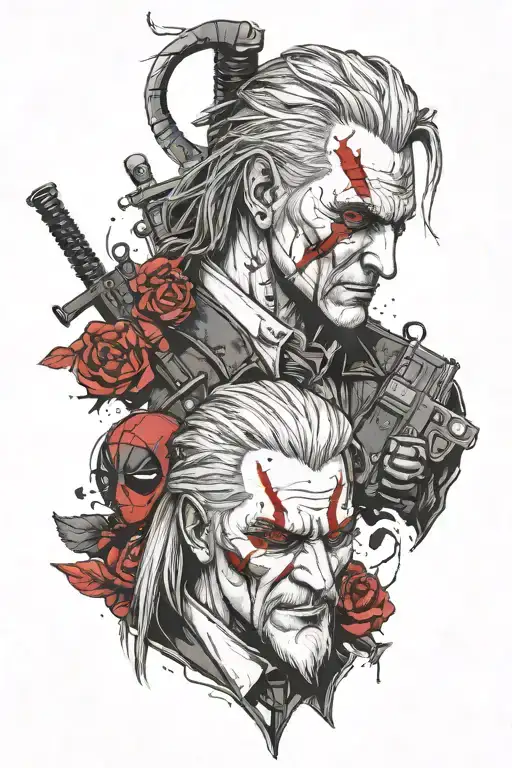 The Witcher And Deadpool And Joker Ana Professor From La Casa De Papel