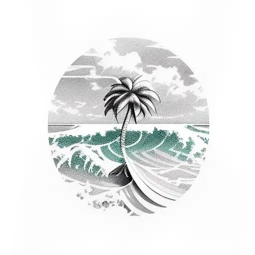 Palm Tree With Waves