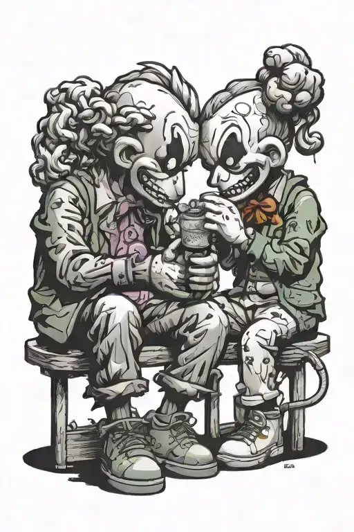 A Realistic Depiction Of Kaws And Joker Interacting In A Scene From A Comic Book