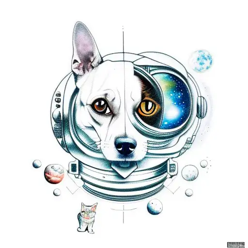 A Dog And A Cat Floating Among Planets And Galaxies