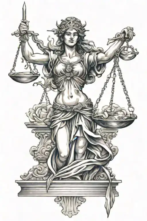 Lady Justice Holding Scales And Sword