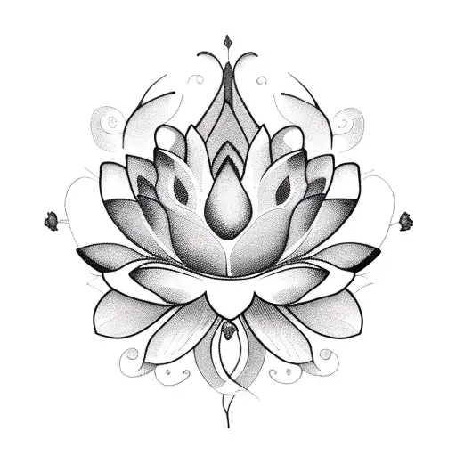 Lotus Blossom With Vines Growing Outward