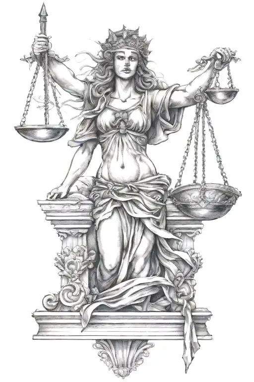 Lady Justice Holding Scales And Sword