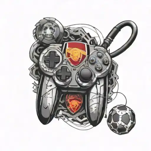 An Arsenal Fc Logo Morphing Into A Futuristic Gaming Controller