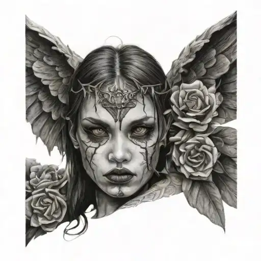 Half Angel Half Demon Girl Close Up