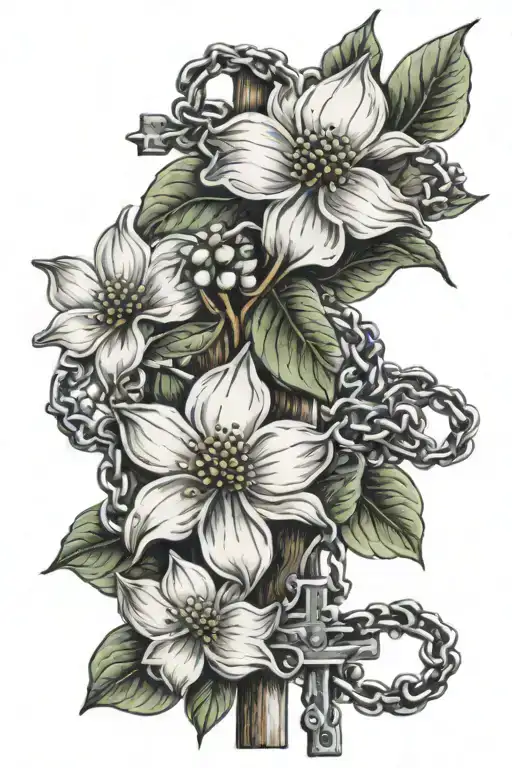 Dogwood Flowers With Rosary Beads Wrapping